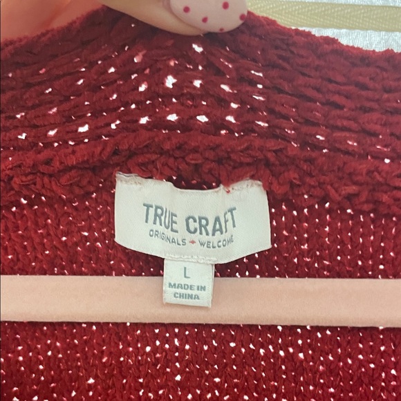 True Craft Deep Red Cardigan Sweater - Picture 4 of 6